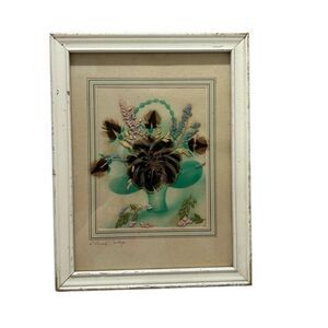 Prairie Pictures Signed Original Hand Made with Feather Flower Ida Bisek Prokop